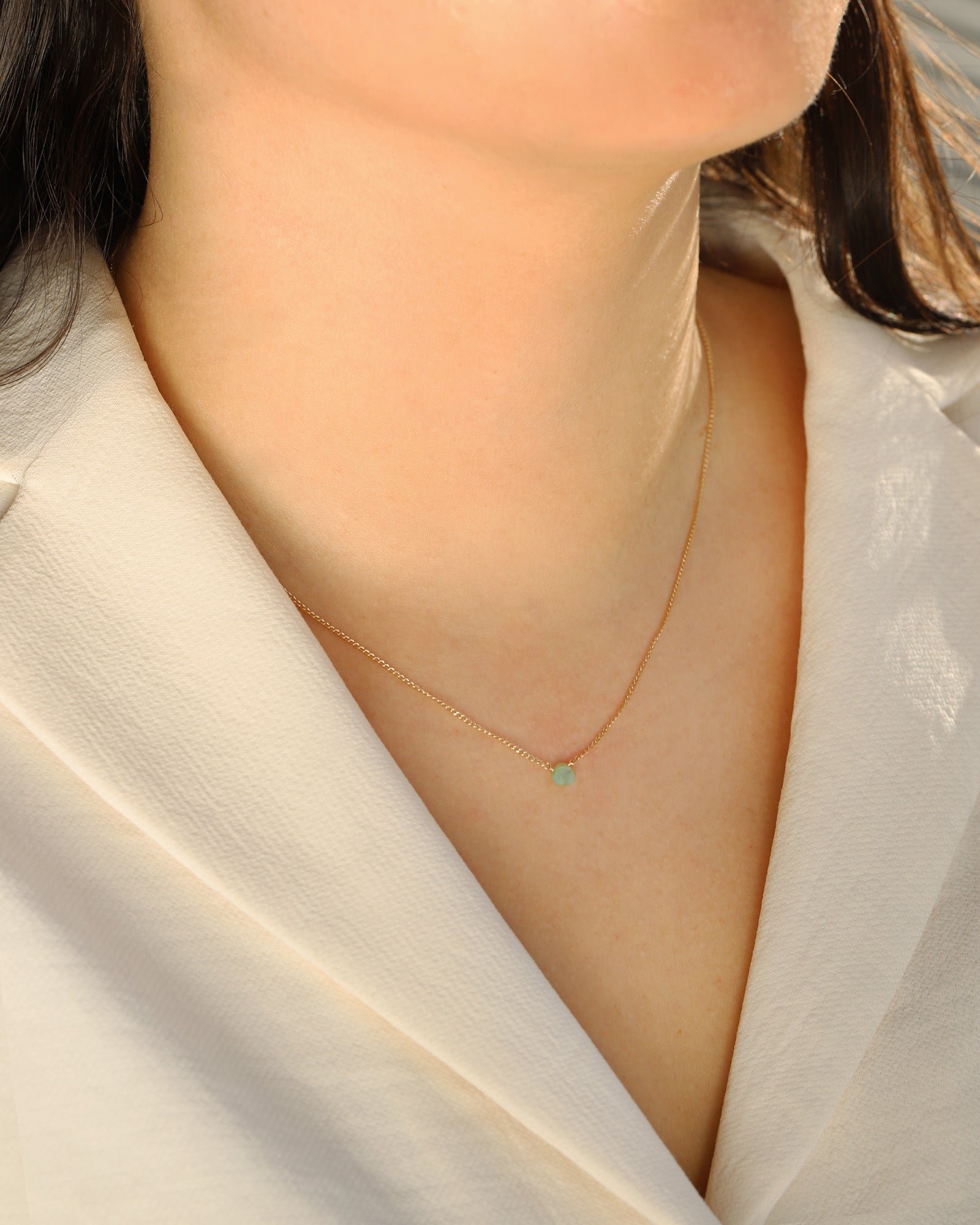 Preuvian Opal Heart Curb Chain Necklace 14k Gold Filled, Peruvian Opal