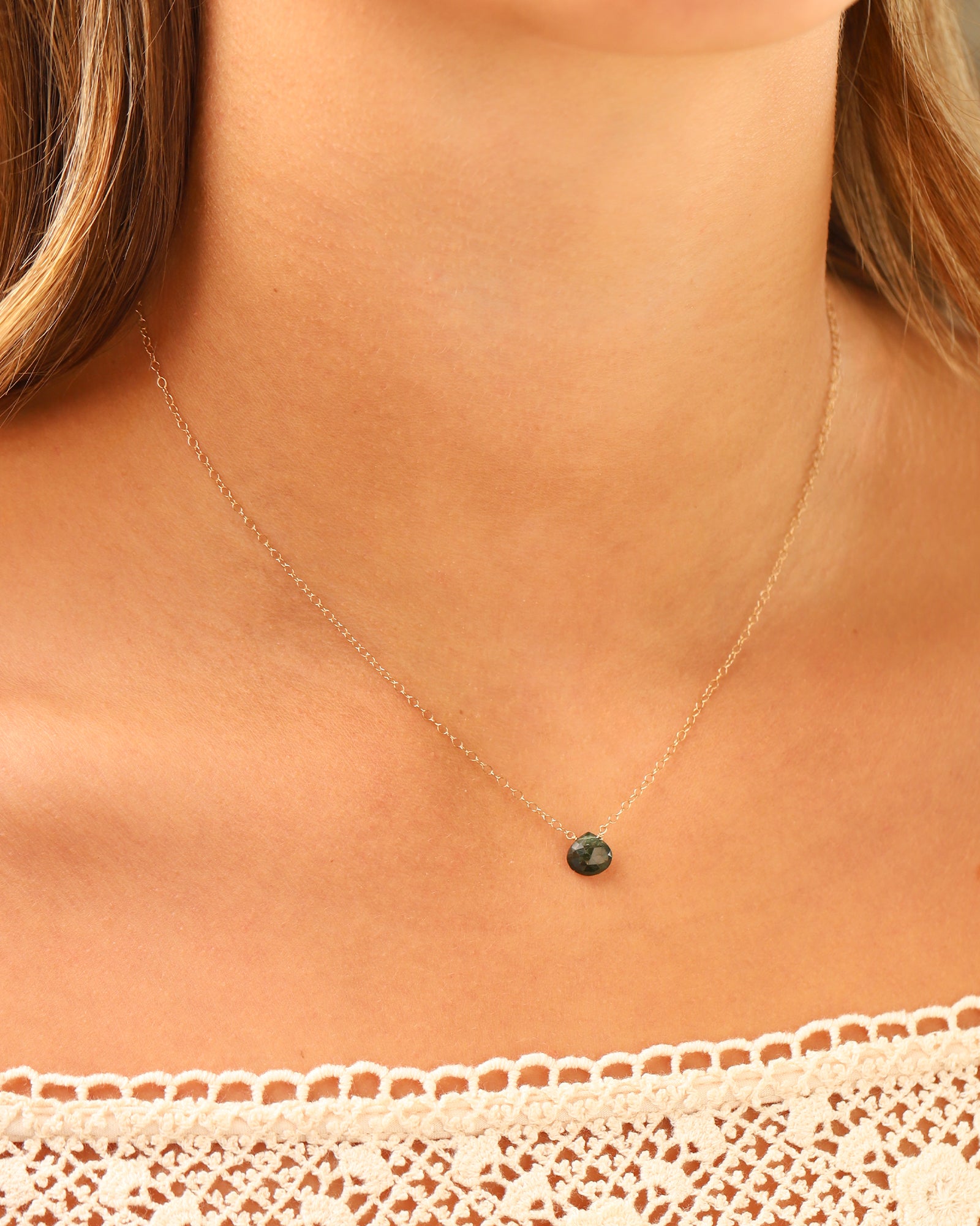 Stoned By Gem Jar-Apatite Heart Cable Chain Necklace | 6mm-Necklaces-Blue Ruby Jewellery-Vancouver Canada