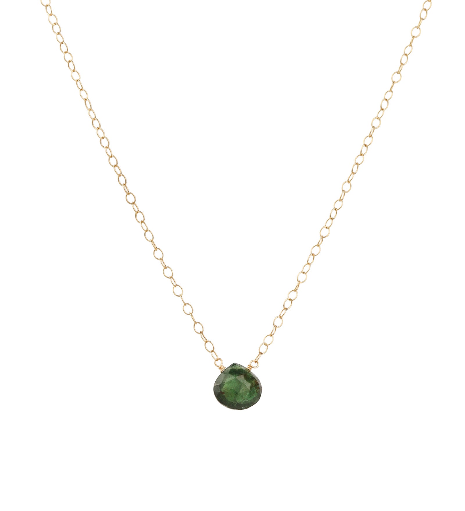 Apatite Heart Cable Chain Necklace 14k Gold Filled, Apatite