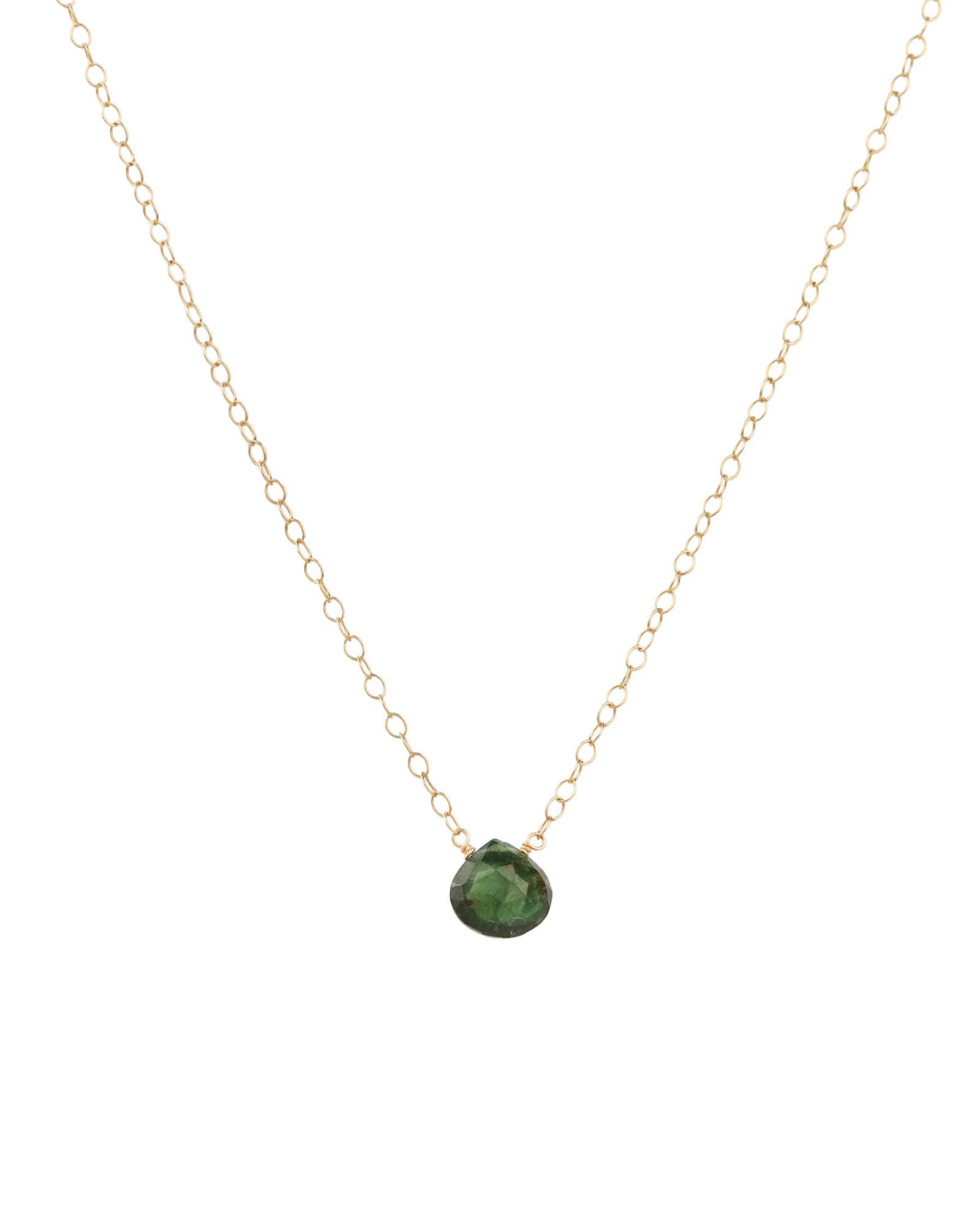 Apatite Heart Cable Chain Necklace 14k Gold Filled, Apatite