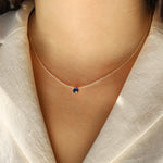 Blue Kyanite Heart Cable Chain Necklace Sterling Silver, Blue Kyanite
