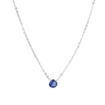 Blue Kyanite Heart Cable Chain Necklace Sterling Silver, Blue Kyanite