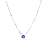 Blue Kyanite Heart Cable Chain Necklace Sterling Silver, Blue Kyanite