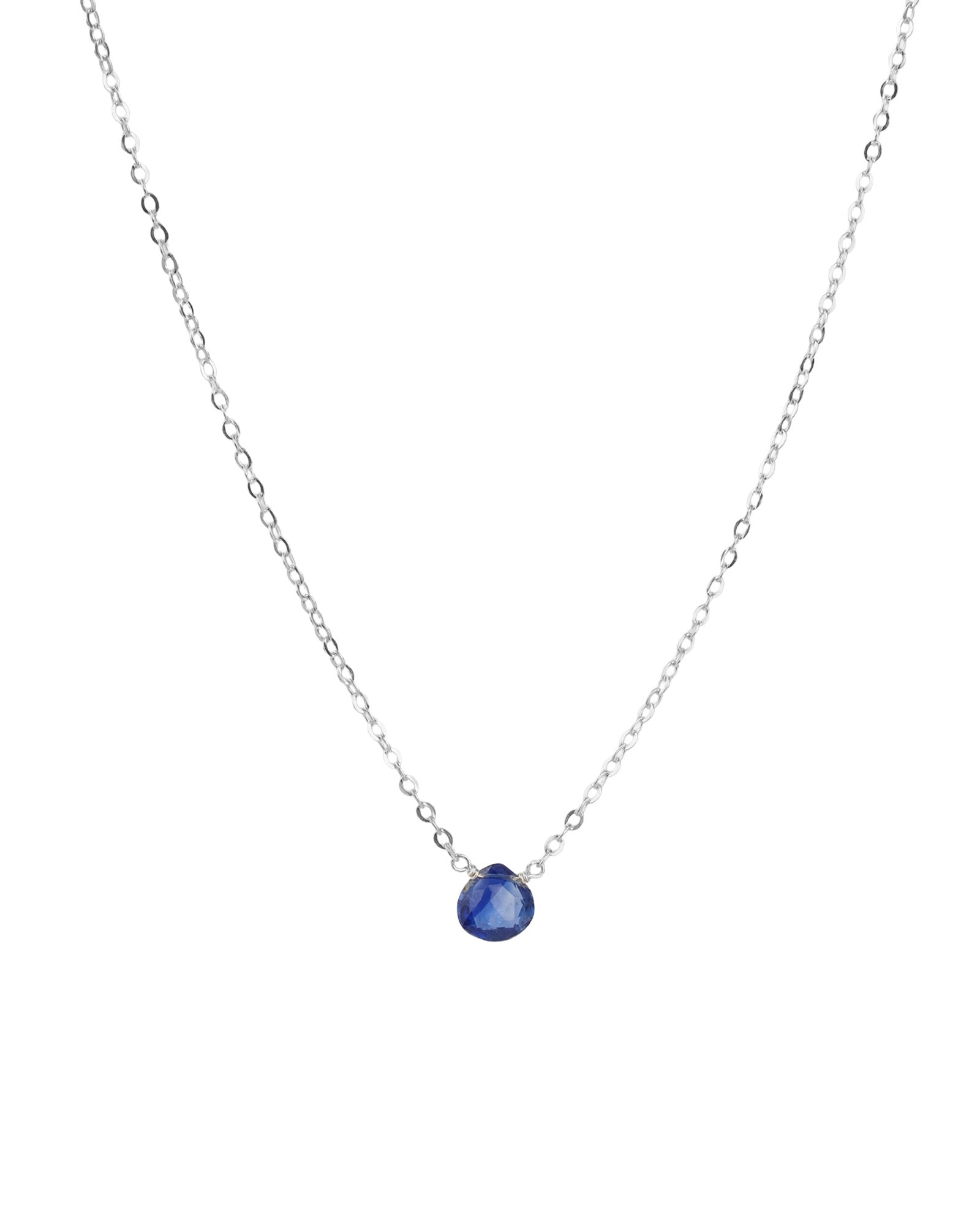 Blue Kyanite Heart Cable Chain Necklace Sterling Silver, Blue Kyanite