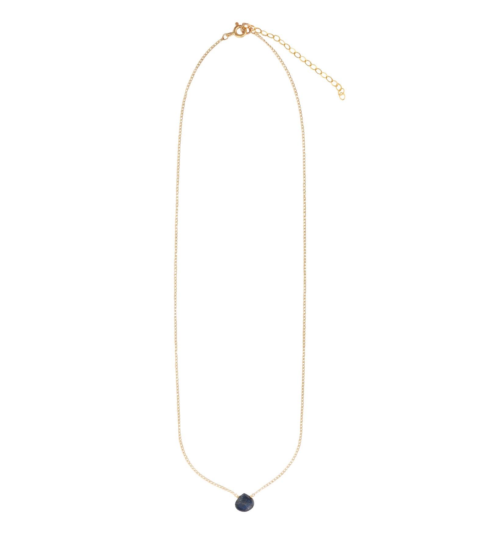 Blue Sapphire Heart Curb Chain Necklace 14k Gold Filled, Blue Sapphire