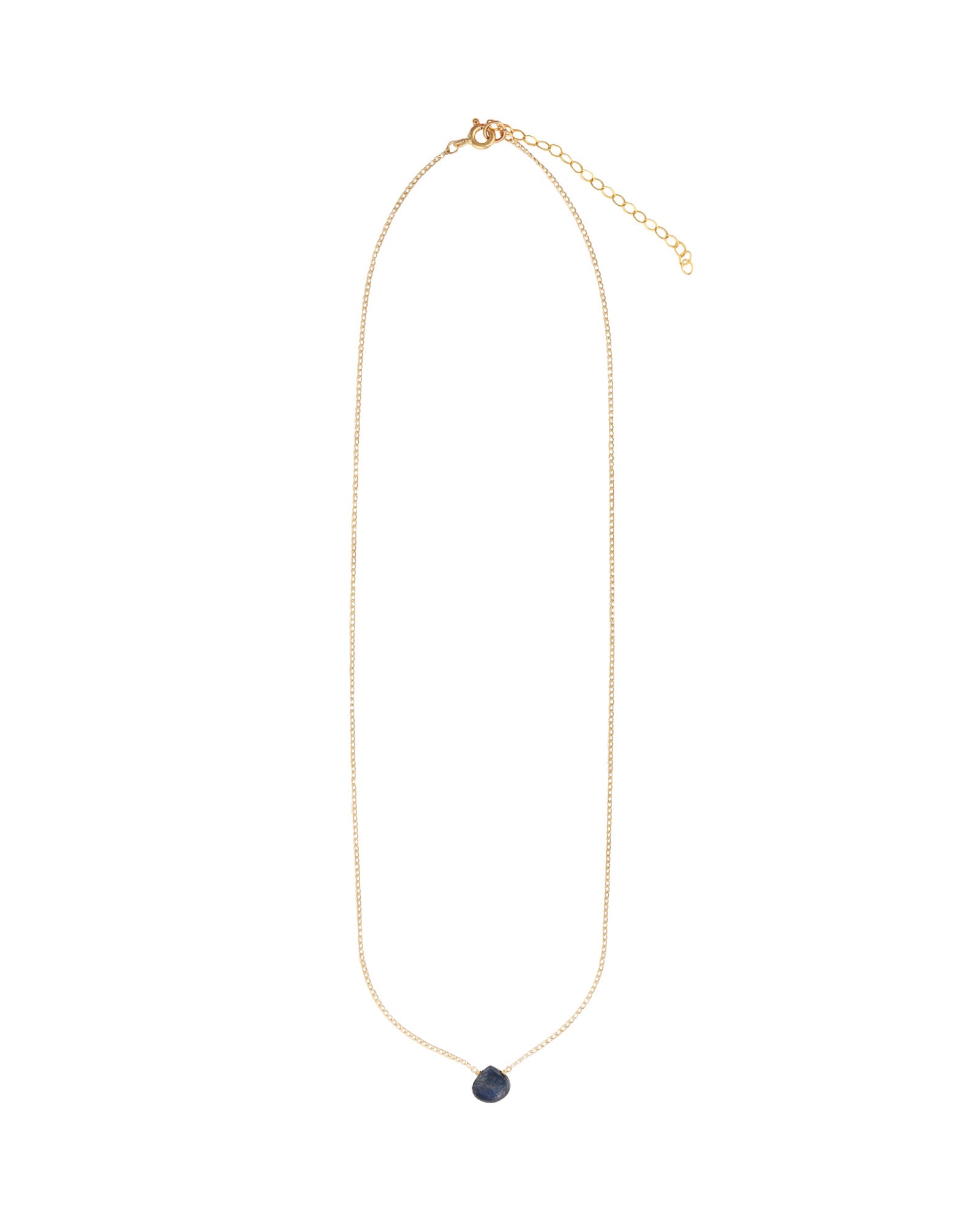 Blue Sapphire Heart Curb Chain Necklace 14k Gold Filled, Blue Sapphire