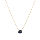 Blue Sapphire Heart Curb Chain Necklace 14k Gold Filled, Blue Sapphire