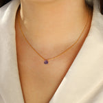 Tanzanite Heart Cable Chain Necklace 14k Gold Filled, Tanzanite