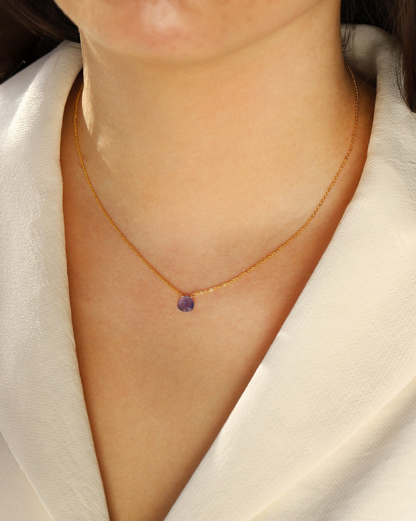 Tanzanite Heart Cable Chain Necklace 14k Gold Filled, Tanzanite