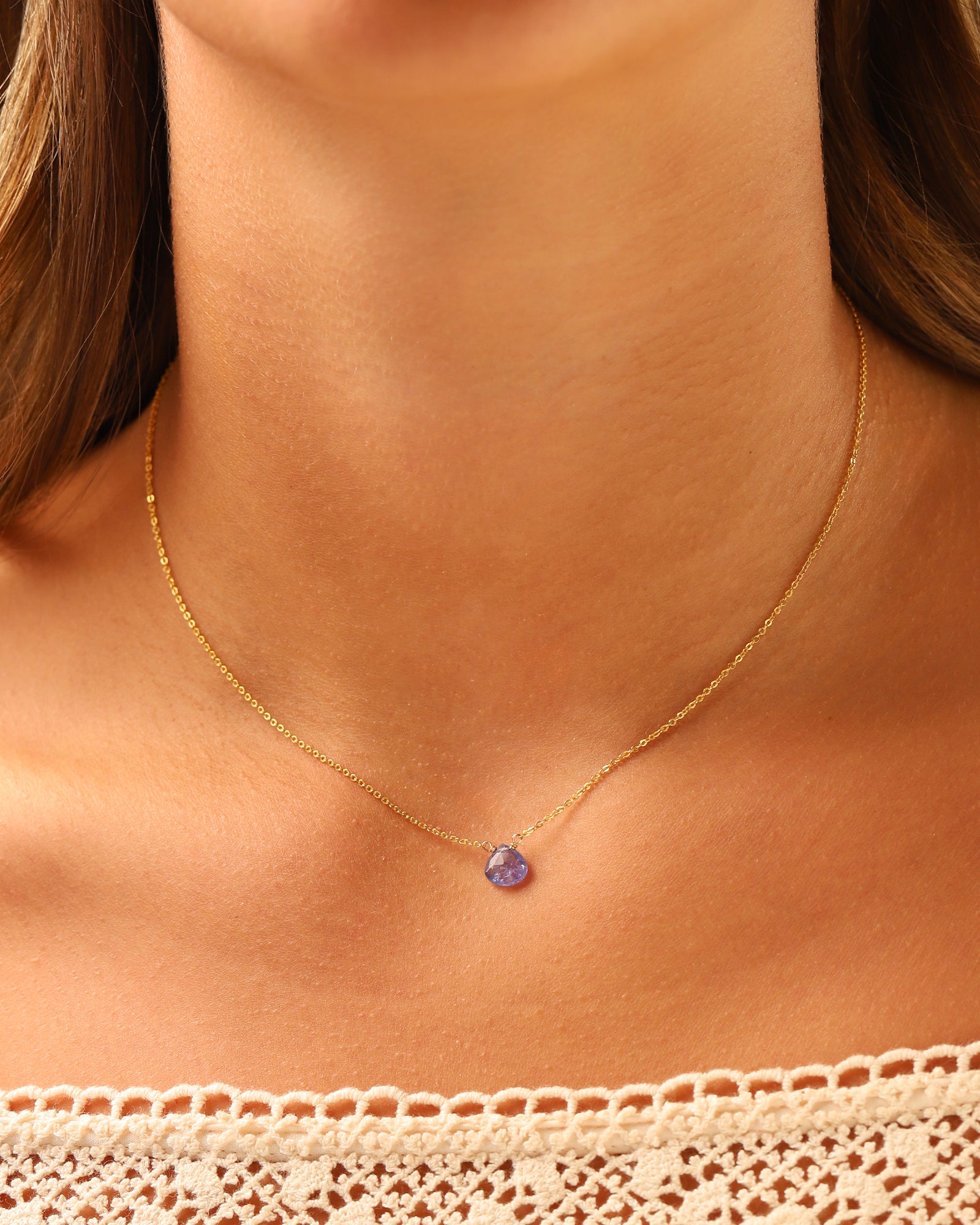 Stoned By Gem Jar-Tanzanite Heart Cable Chain Necklace | 8mm-Necklaces-Blue Ruby Jewellery-Vancouver Canada