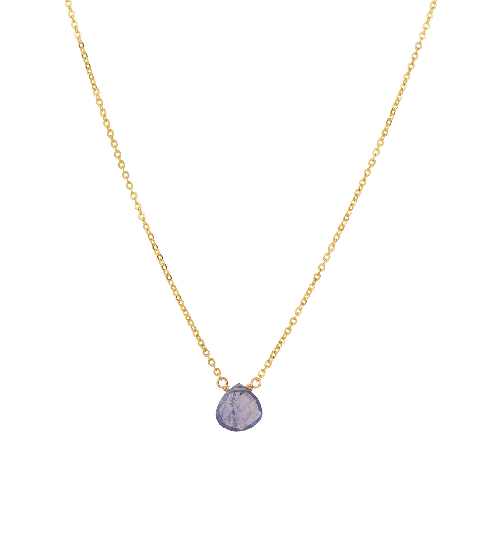 Tanzanite Heart Cable Chain Necklace 14k Gold Filled, Tanzanite