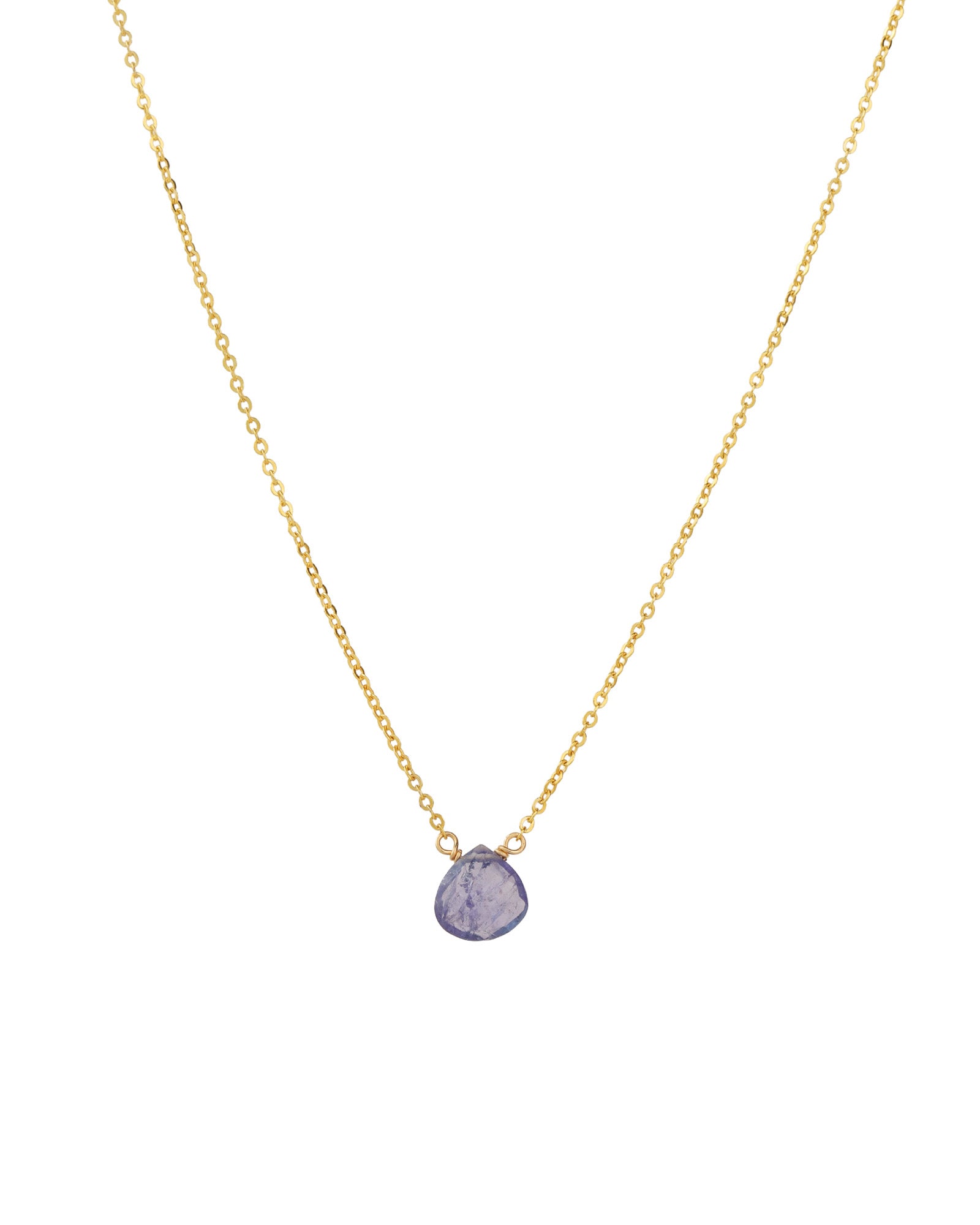 Tanzanite Heart Cable Chain Necklace 14k Gold Filled, Tanzanite