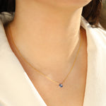 Blue Kyanite Heart Cable Chain Necklace 14k Gold Filled, Blue Kyanite