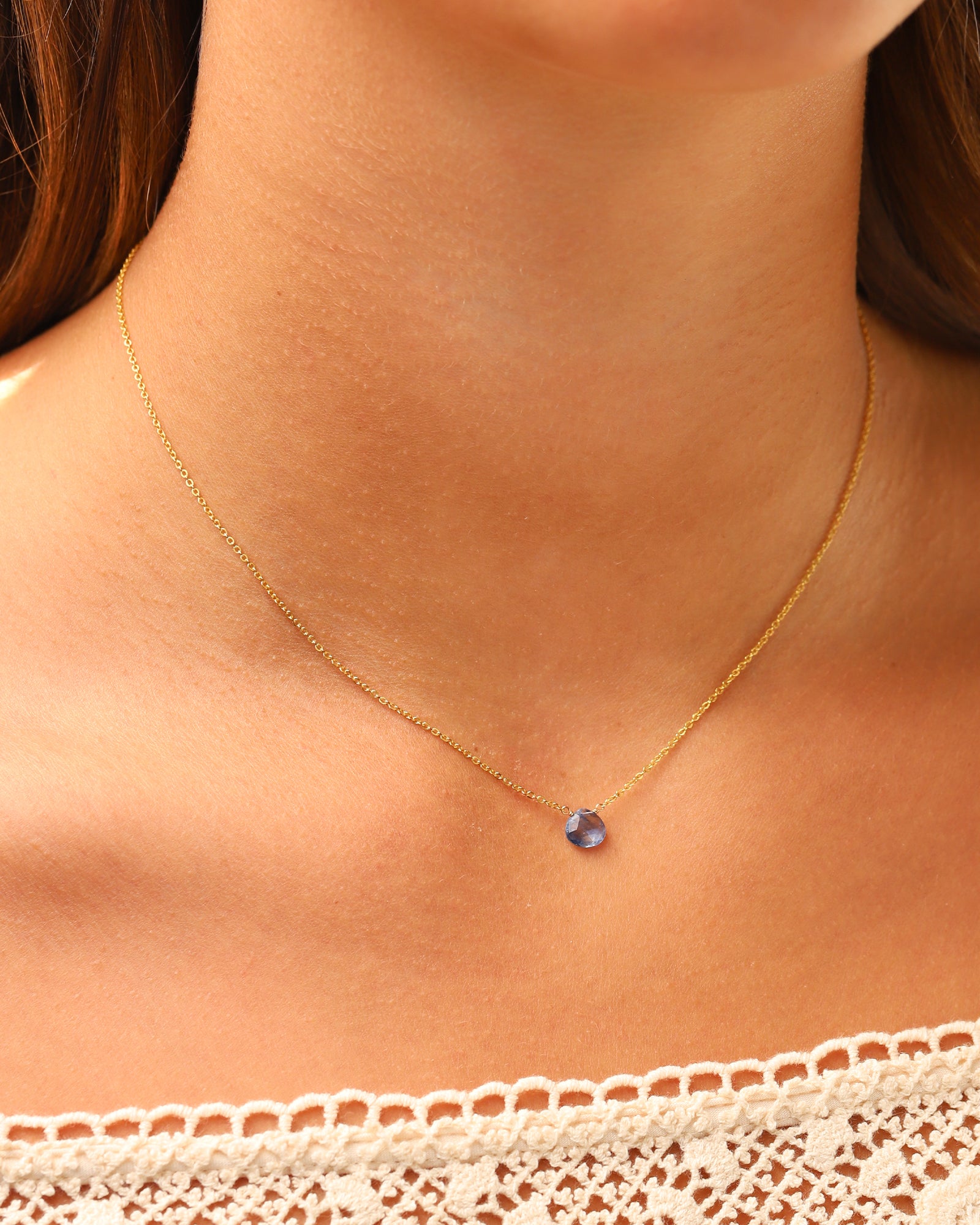 Stoned By Gem Jar-Blue Kyanite Heart Cable Chain Necklace | 10mm-Necklaces-Blue Ruby Jewellery-Vancouver Canada