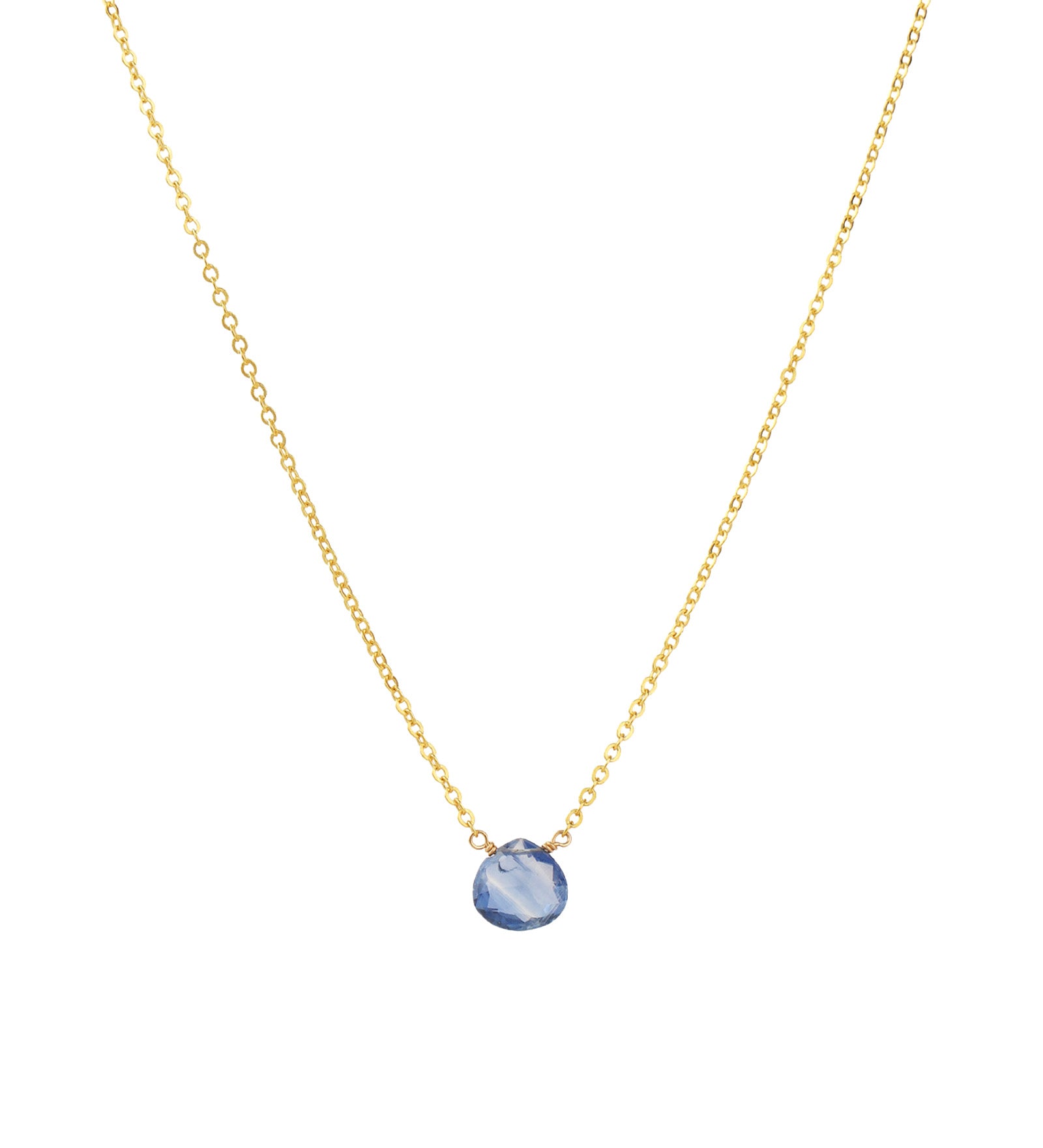 Blue Kyanite Heart Cable Chain Necklace 14k Gold Filled, Blue Kyanite