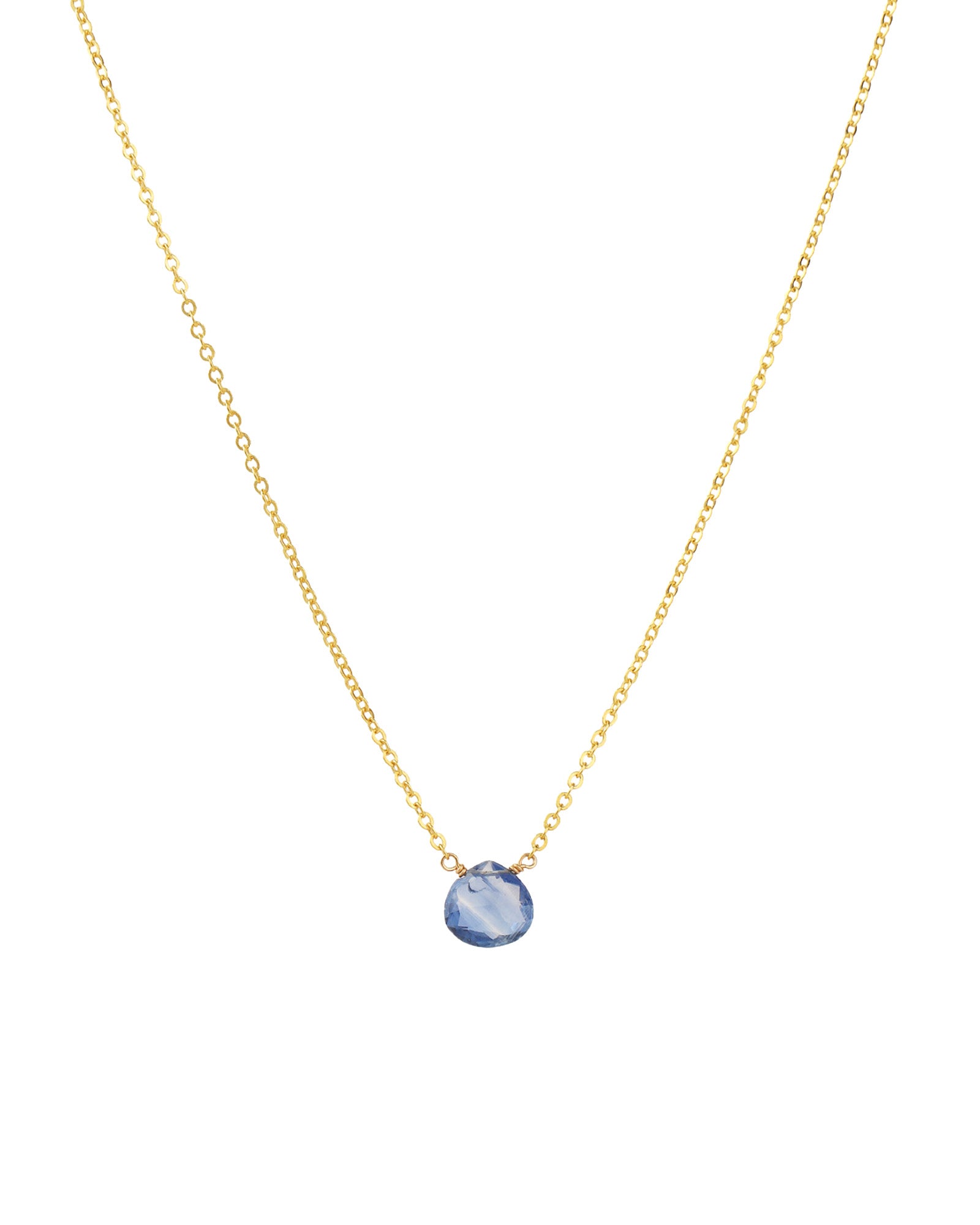 Blue Kyanite Heart Cable Chain Necklace 14k Gold Filled, Blue Kyanite