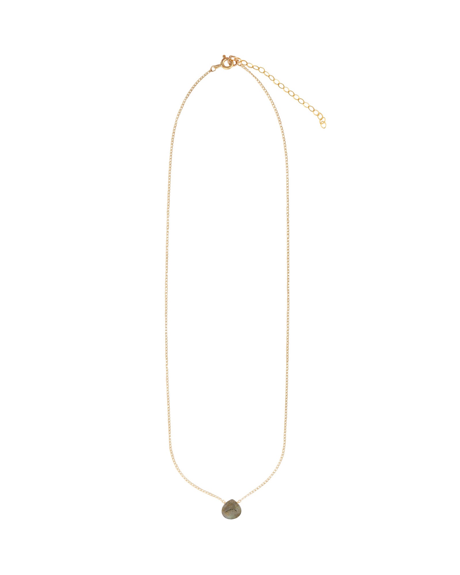 Labradorite Heart Curb Chain Necklace 14k Gold Filled, Labradorite