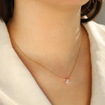 Sky Blue Topaz Heart Cable Chain Necklace 14k Gold Filled, Sky Blue Topaz