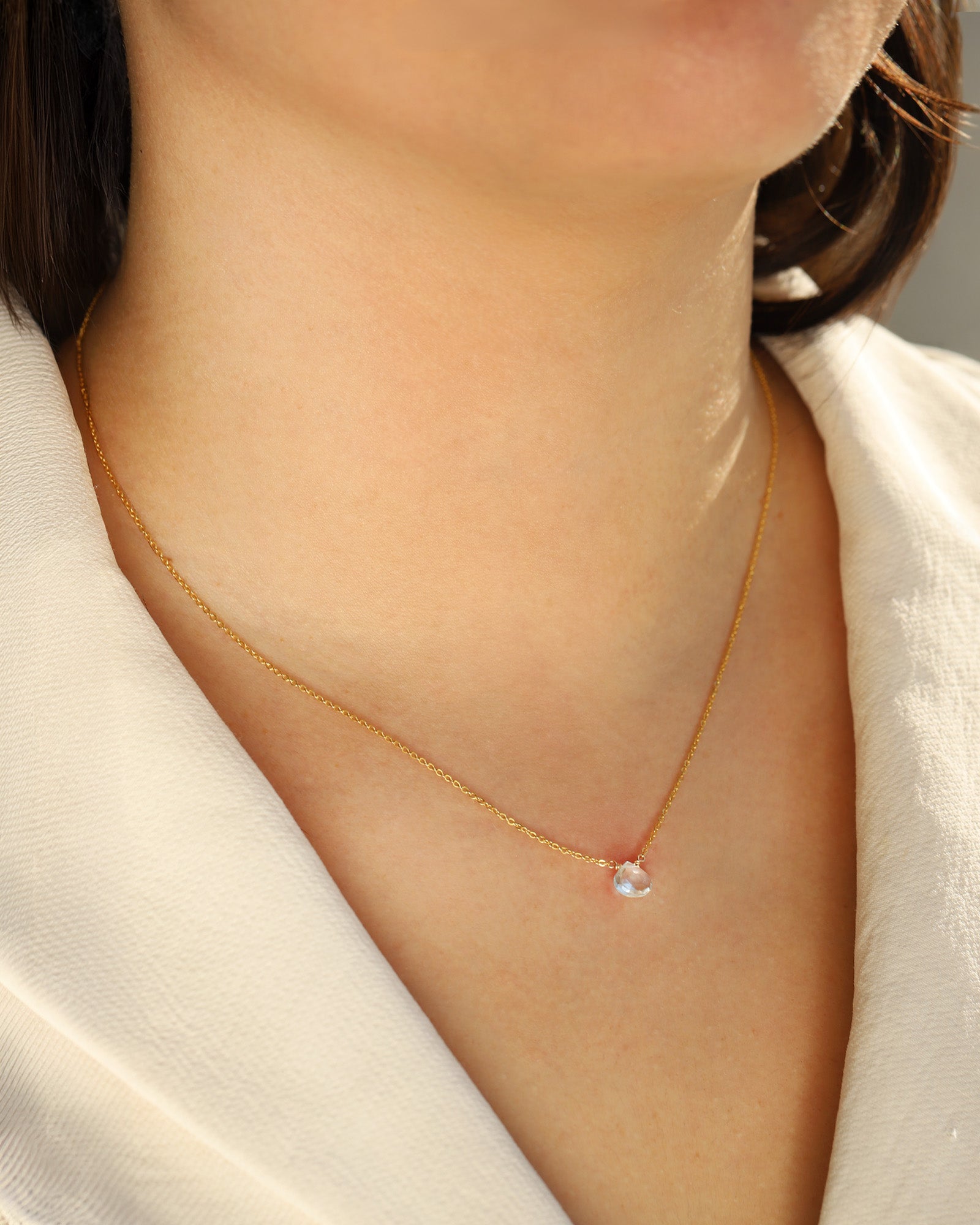 Sky Blue Topaz Heart Cable Chain Necklace 14k Gold Filled, Sky Blue Topaz