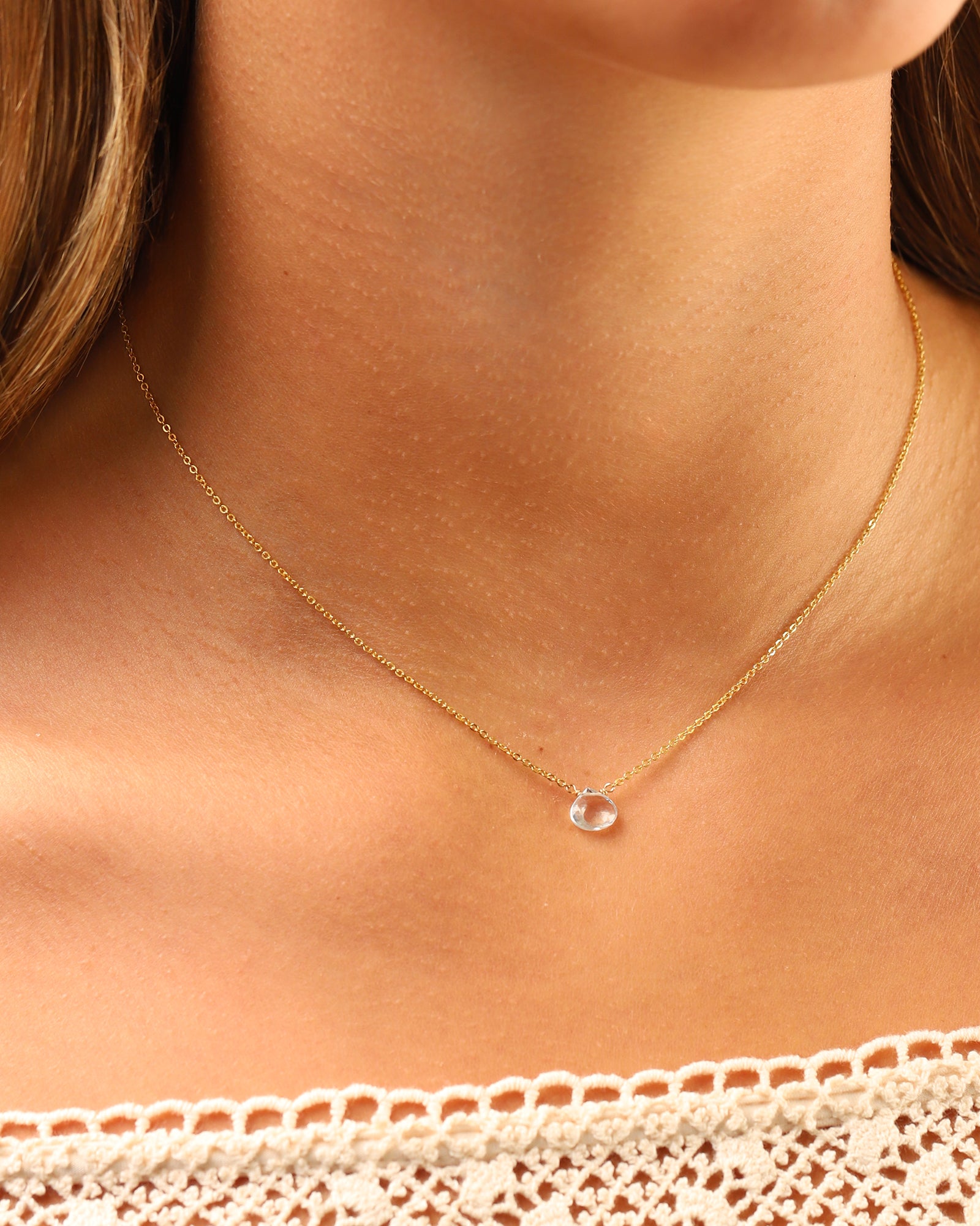 Stoned By Gem Jar-Sky Blue Topaz Heart Cable Chain Necklace | 8mm-Necklaces-Blue Ruby Jewellery-Vancouver Canada