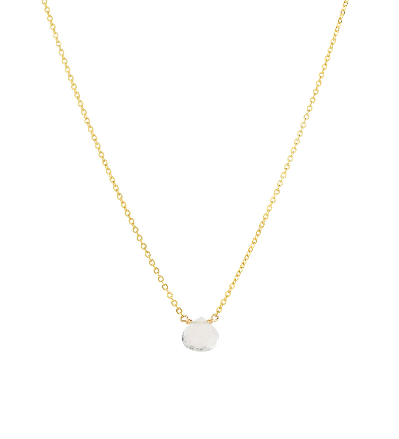 Sky Blue Topaz Heart Cable Chain Necklace 14k Gold Filled, Sky Blue Topaz