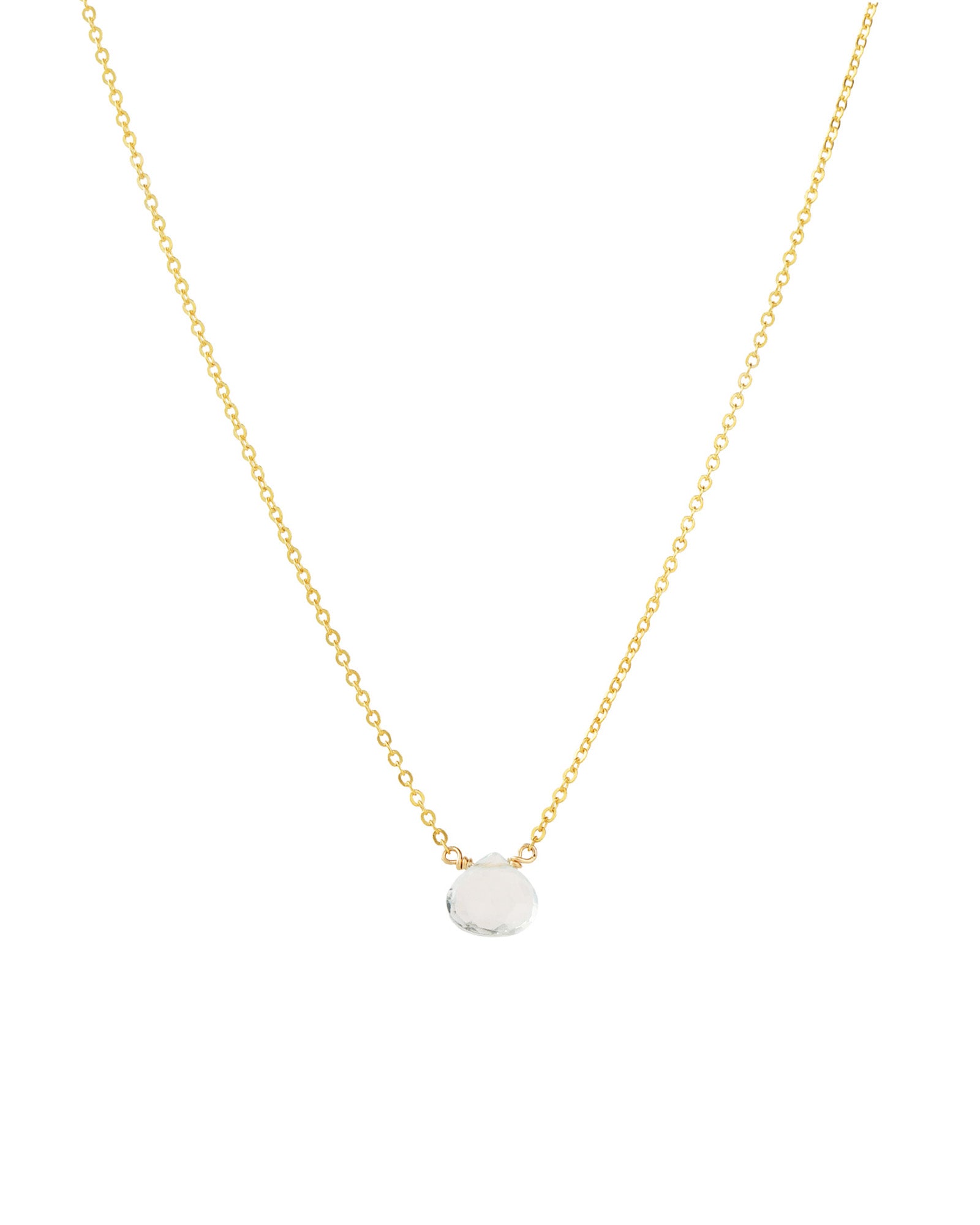 Sky Blue Topaz Heart Cable Chain Necklace 14k Gold Filled, Sky Blue Topaz