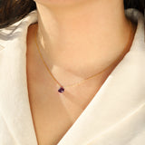 Amethyst Heart Cable Chain Necklace 14k Gold Filled, Amethyst
