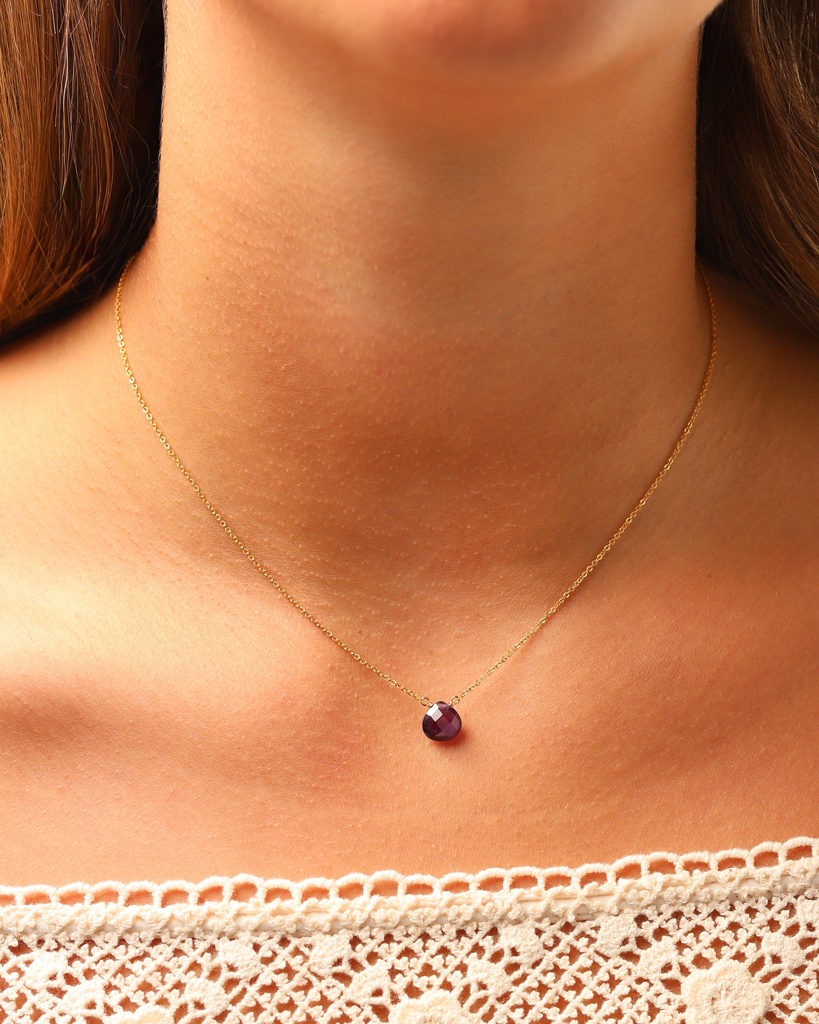 Stoned By Gem Jar-Amethyst Heart Cable Chain Necklace | 8mm-Necklaces-Blue Ruby Jewellery-Vancouver Canada