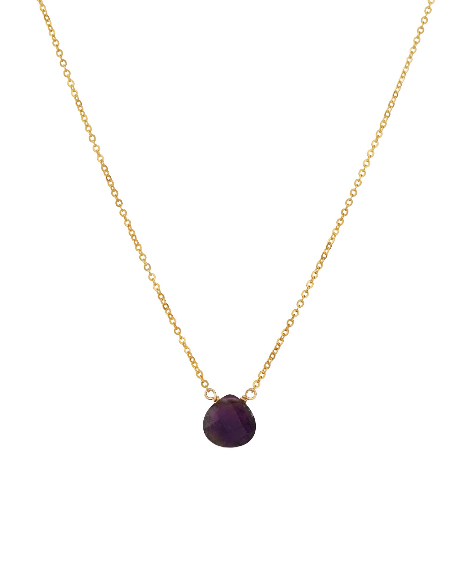 Amethyst Heart Cable Chain Necklace 14k Gold Filled, Amethyst