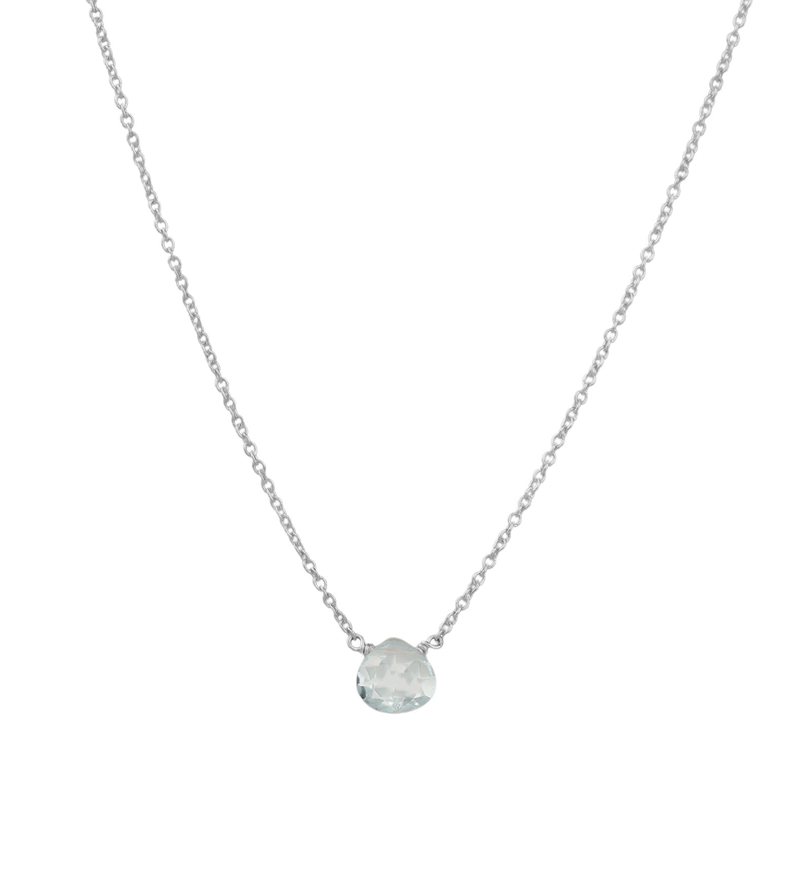Sky Blue Topaz Heart Cable Chain Necklace Sterling Silver, Sky Blue Topaz