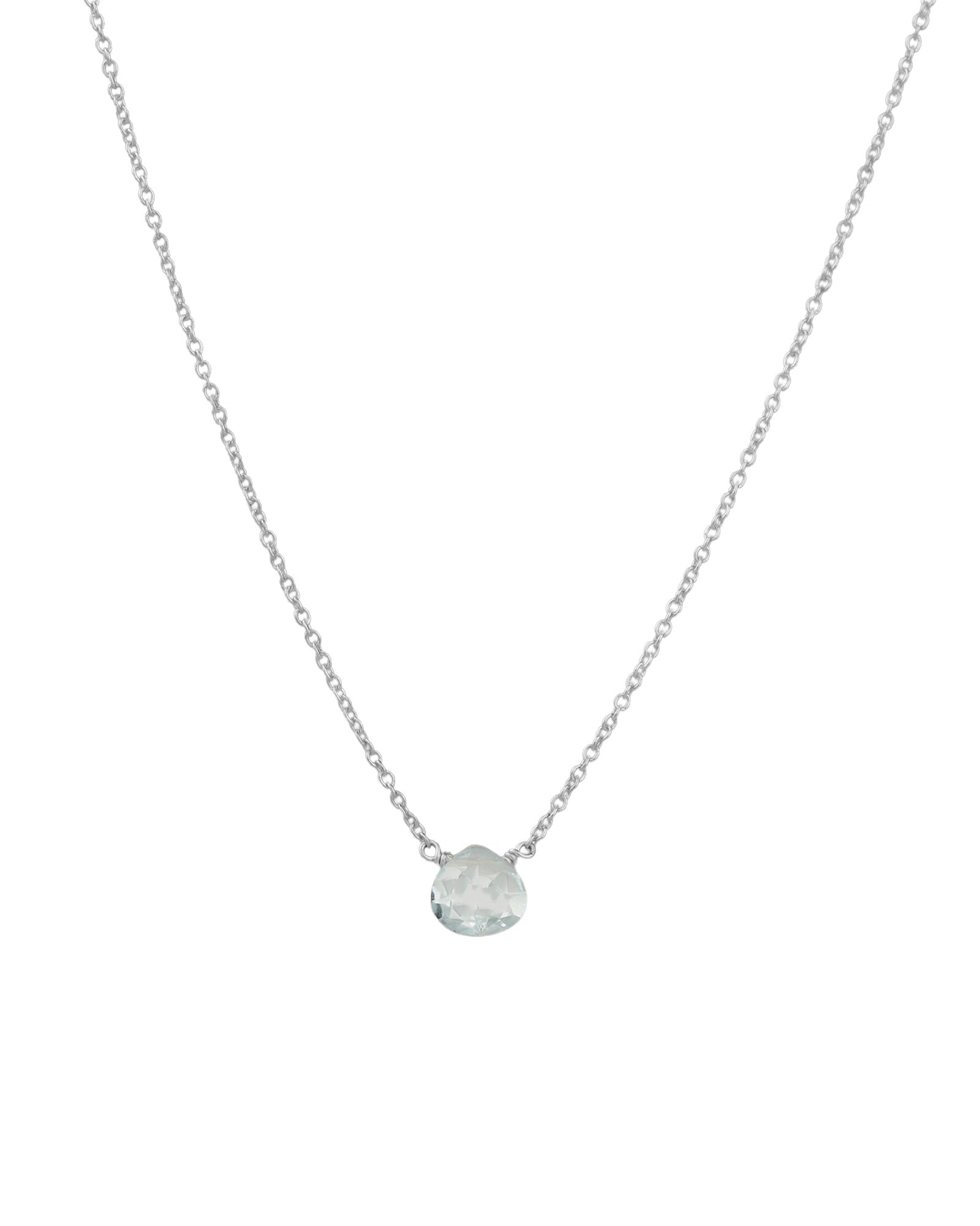 Sky Blue Topaz Heart Cable Chain Necklace Sterling Silver, Sky Blue Topaz