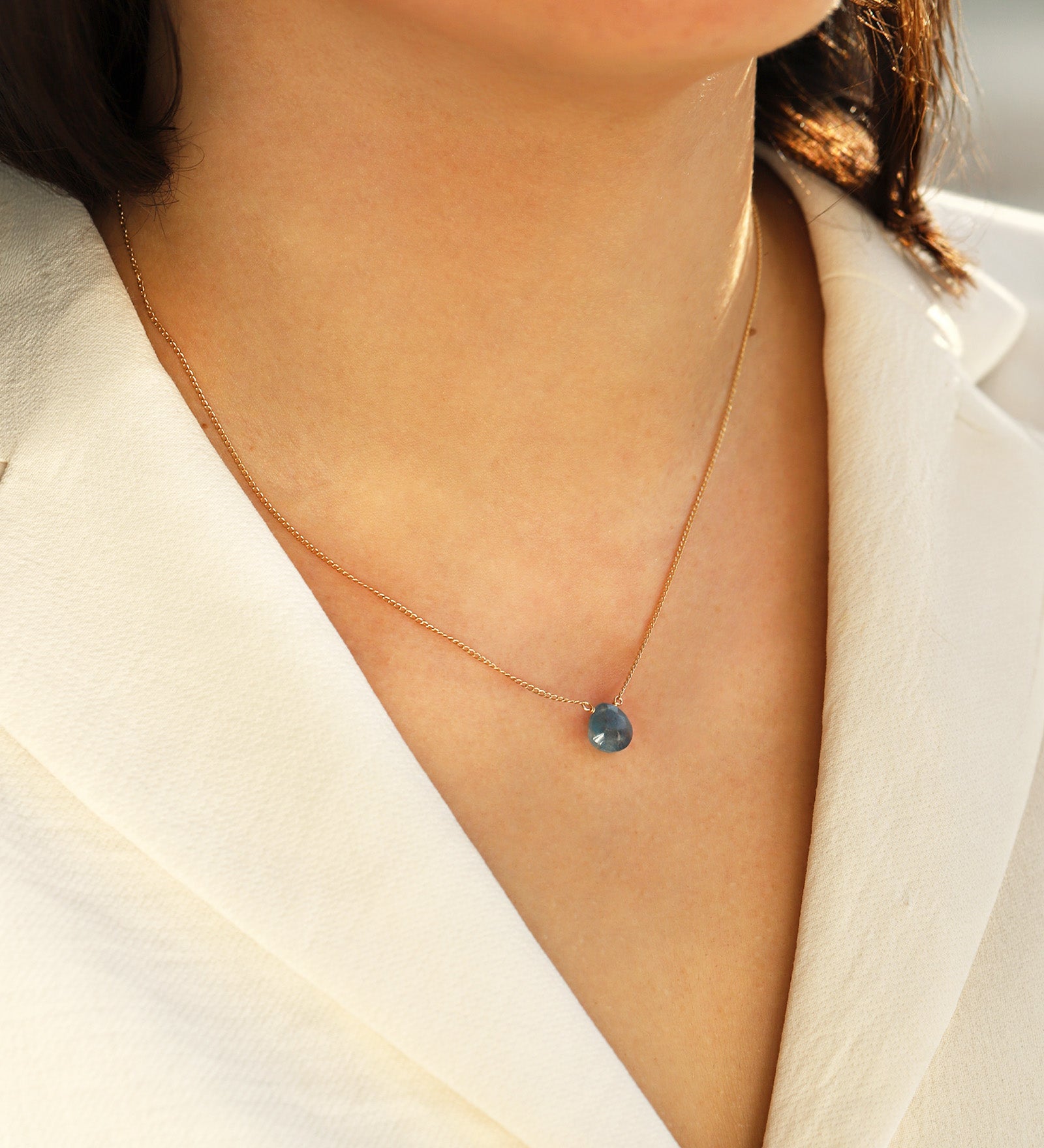 Grandiderite Heart Curb Chain Necklace 14k Gold Filled, Grandiderite
