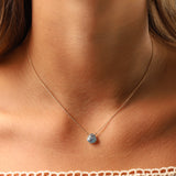 Stoned By Gem Jar-Grandidierite Heart Curb Chain Necklace | 10mm-Necklaces-Blue Ruby Jewellery-Vancouver Canada