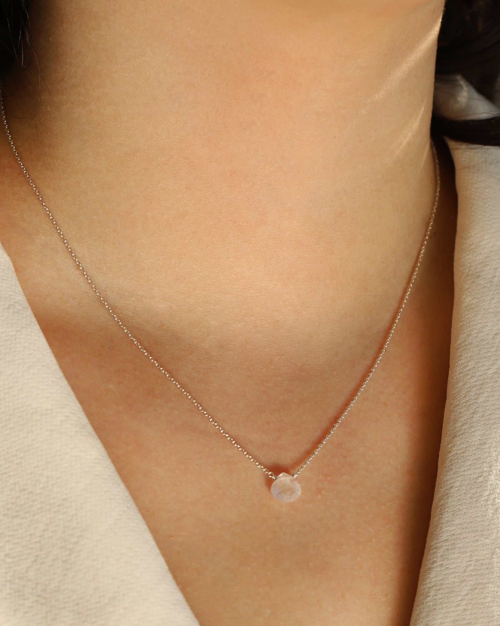 Kunzite Heart Cable Chain Necklace Sterling Silver, Kunzite