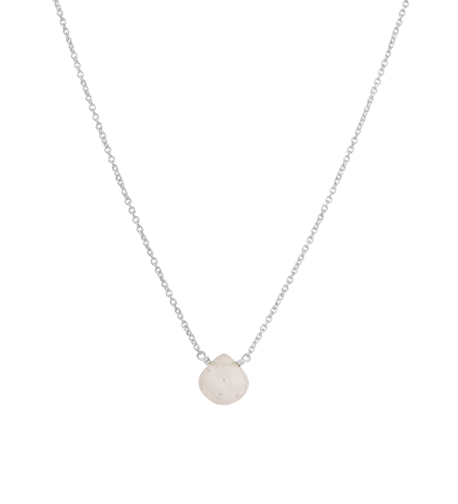 Kunzite Heart Cable Chain Necklace Sterling Silver, Kunzite