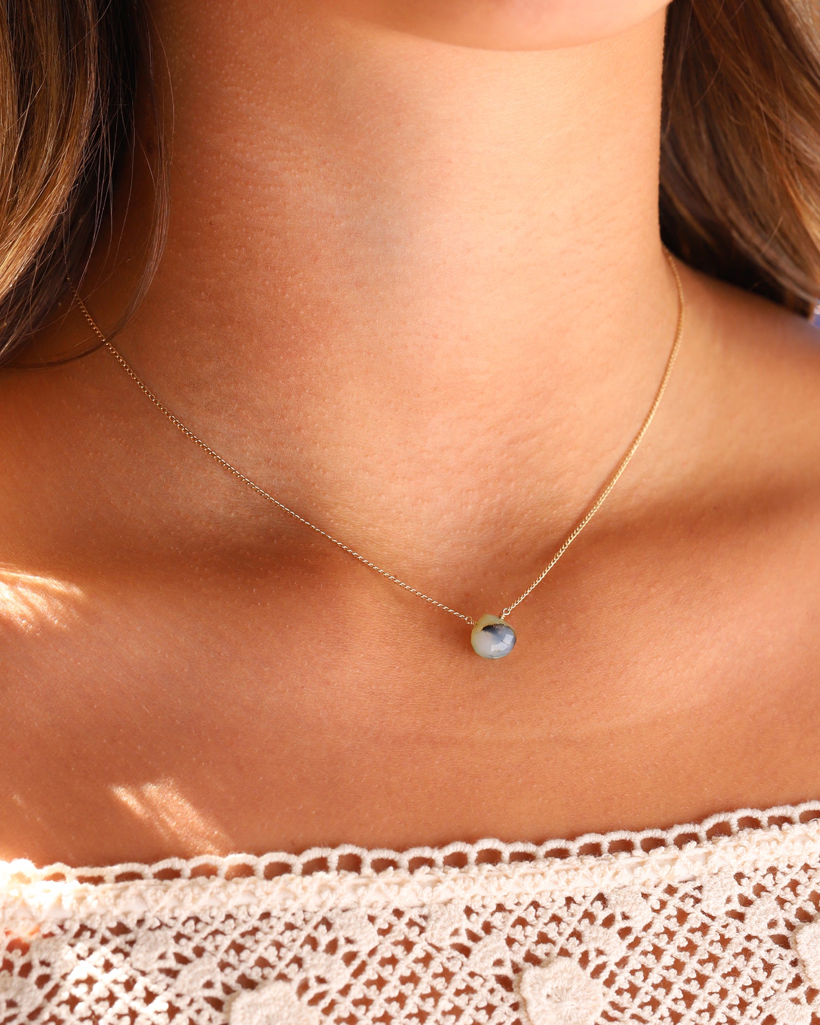 Stoned By Gem Jar-Peruvian Opal Heart Curb Chain Necklace | 10mm-Necklaces-Blue Ruby Jewellery-Vancouver Canada