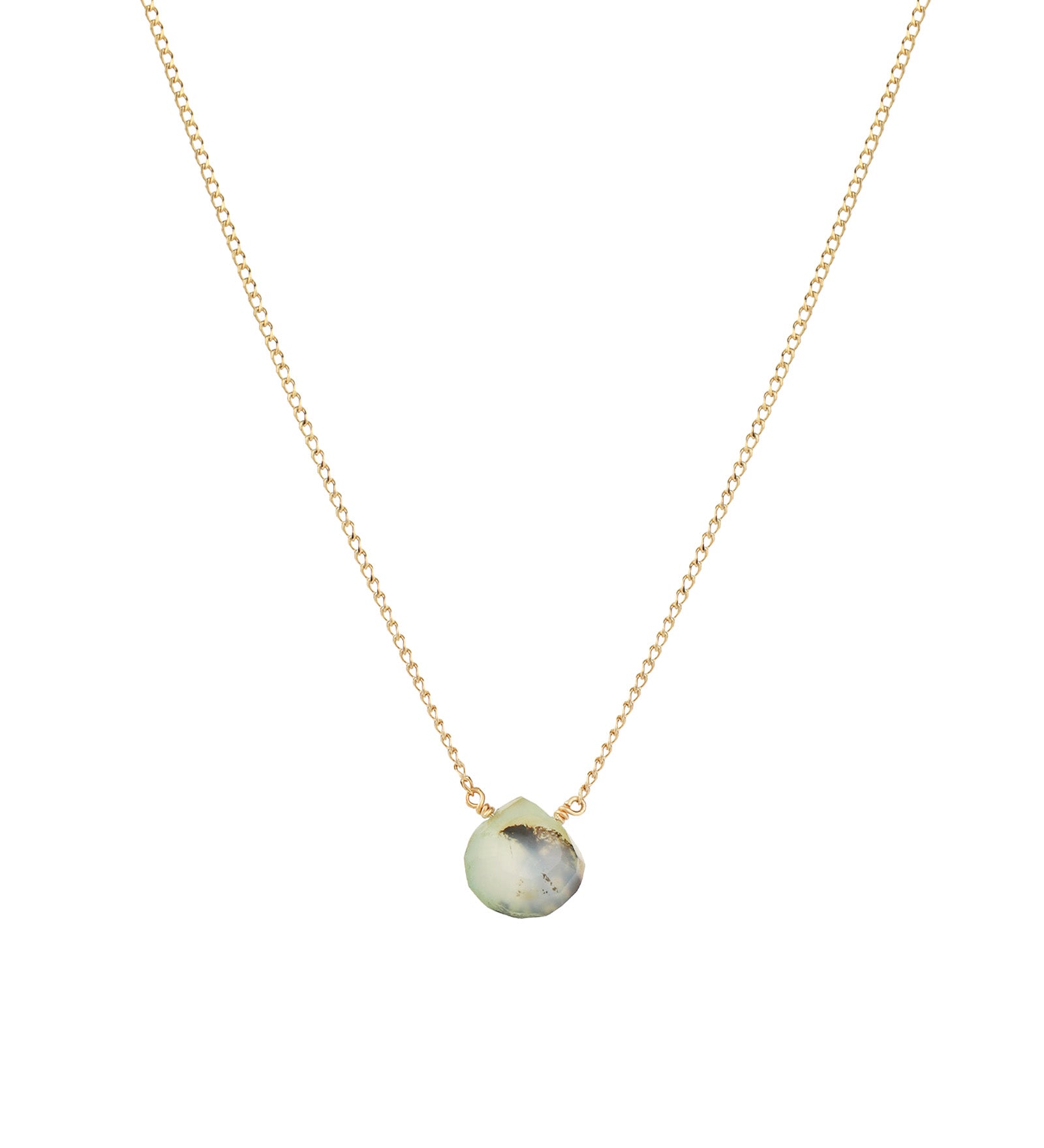 Peruvian Opal Heart Curb Chain Necklace 14k Gold Filled, Peruvian Opal