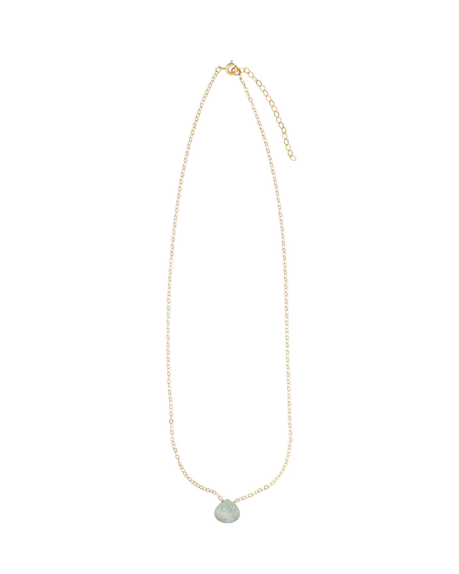Stoned By Gem Jar-Moss Aquamarine Heart Cable Chain Necklace | 12mm-Necklaces-Blue Ruby Jewellery-Vancouver Canada