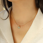 Moss Aquamarine Heart Cable Chain Necklace 14k Gold Filled, Moss Aquamarine