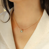 Moss Aquamarine Heart Cable Chain Necklace 14k Gold Filled, Moss Aquamarine