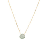 Moss Aquamarine Heart Cable Chain Necklace 14k Gold Filled, Moss Aquamarine