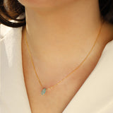 Apatite Marquise Cable Chain Necklace 14k Gold Filled, Apatite