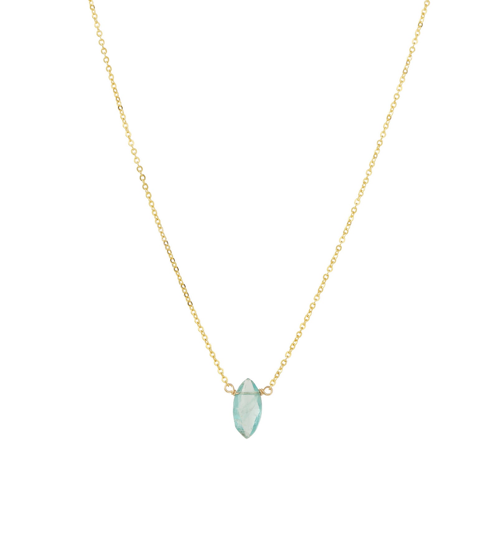 Apatite Marquise Cable Chain Necklace 14k Gold Filled, Apatite