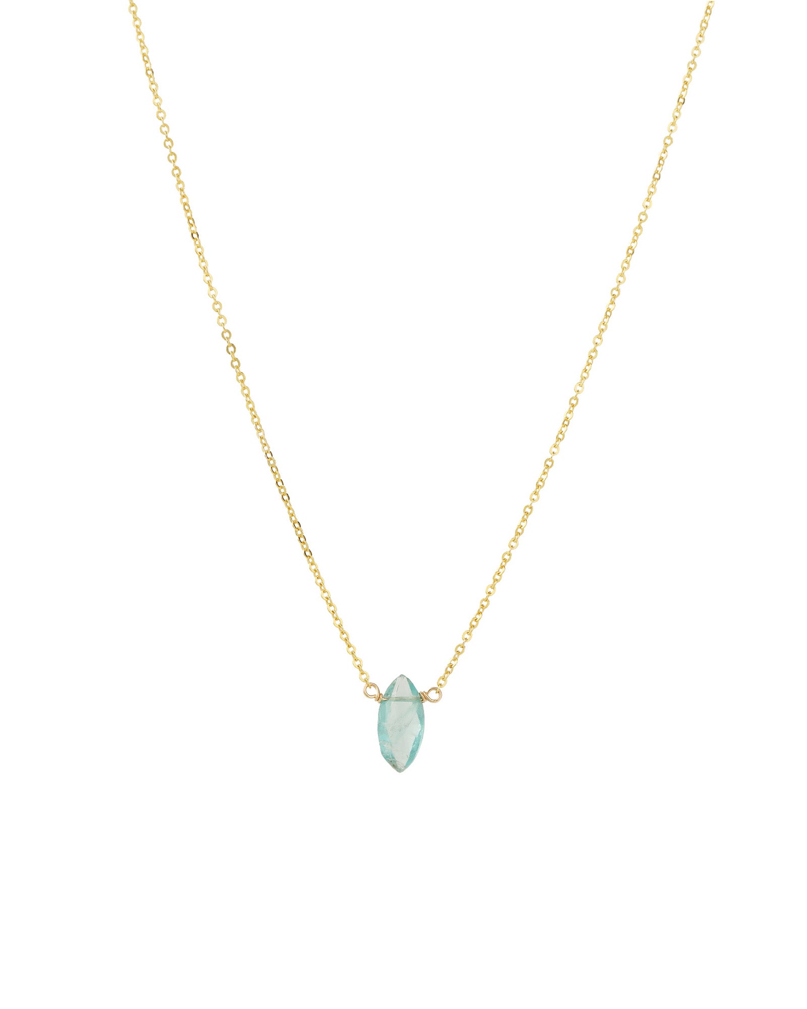 Apatite Marquise Cable Chain Necklace 14k Gold Filled, Apatite