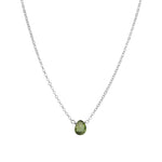 Green Apatite Pear Cable Chain Necklace Sterling Silver, Green Apatite