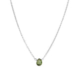Green Apatite Pear Cable Chain Necklace Sterling Silver, Green Apatite