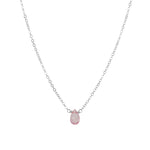 Pink Topaz Pear Cable Chain Necklace Sterling Silver, Pink Topaz