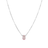 Pink Topaz Pear Cable Chain Necklace Sterling Silver, Pink Topaz