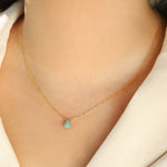 Blue Grandidierite Pear Cable Chain Necklace 14k Gold Filled, Blue Grandidierite