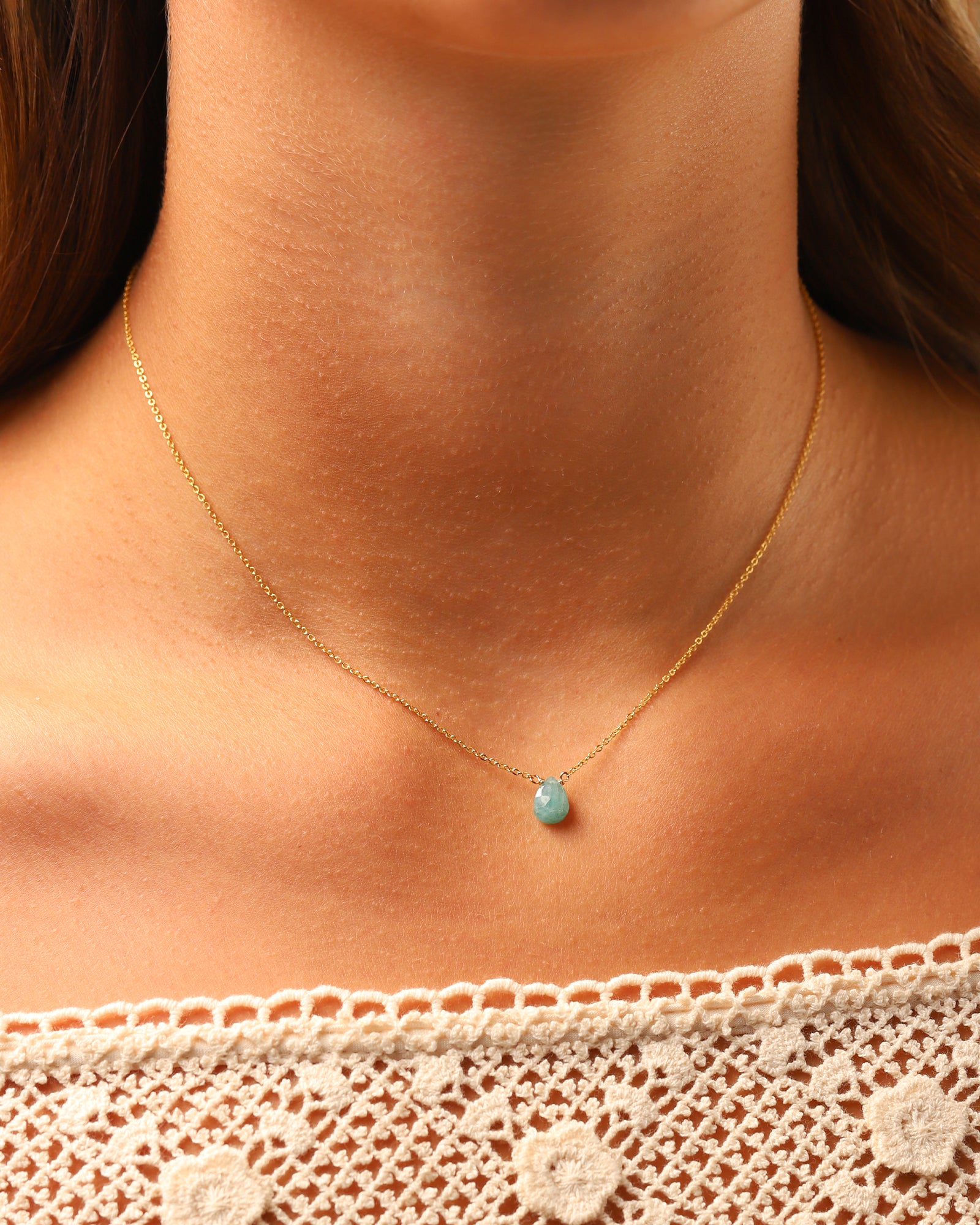 Stoned By Gem Jar-Blue Grandidierite Pear Cable Chain Necklace | 6mm-Necklaces-Blue Ruby Jewellery-Vancouver Canada
